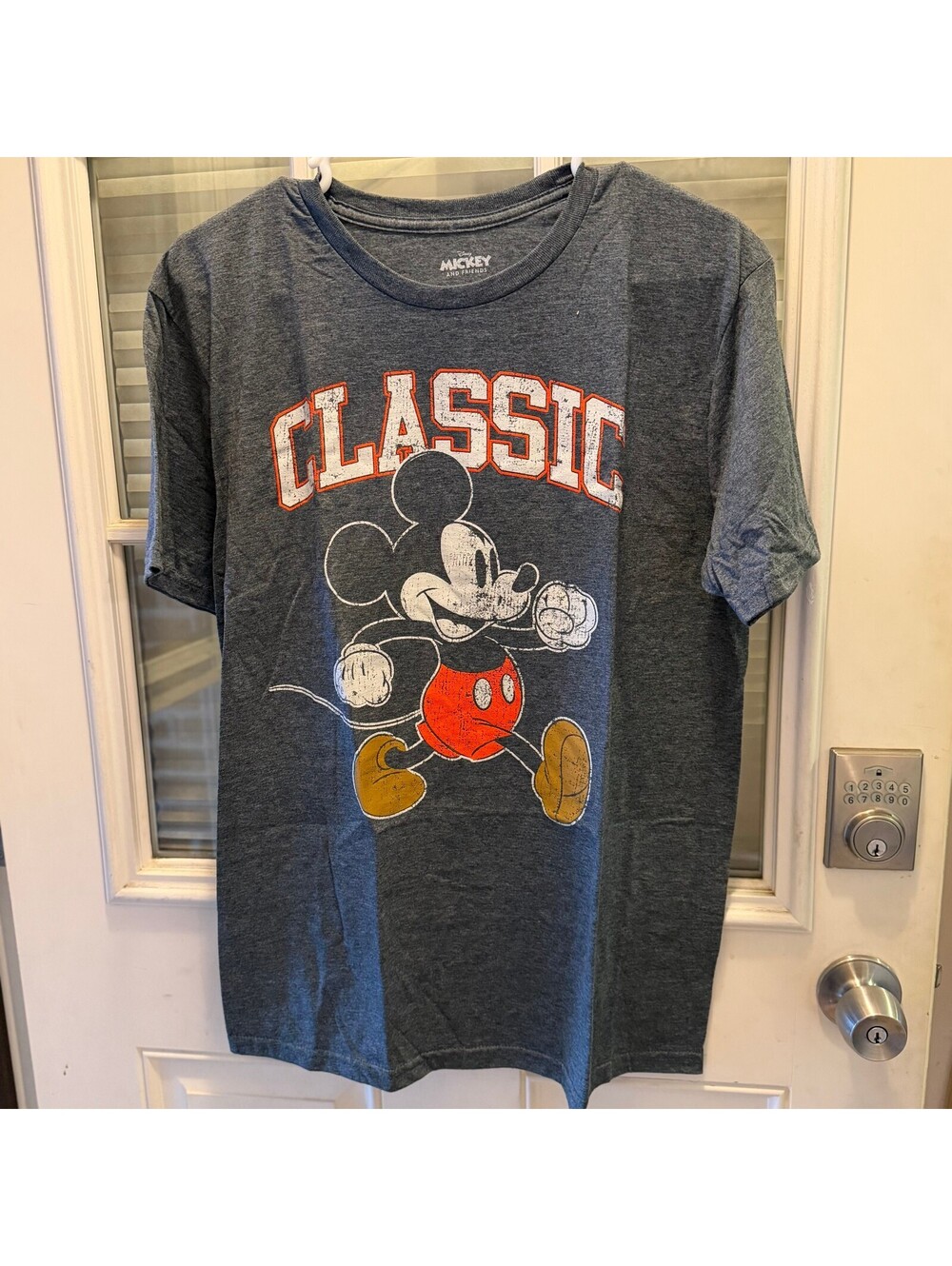 Mickey and Friends Classic Graphic T-Shirt Medium Gray Cotton Blend